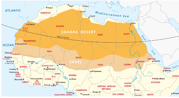 Carte géographique Sahel iStock