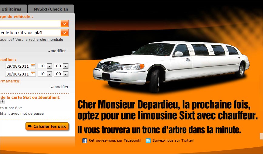 sixt2 Capture d'écran su site sixt.fr