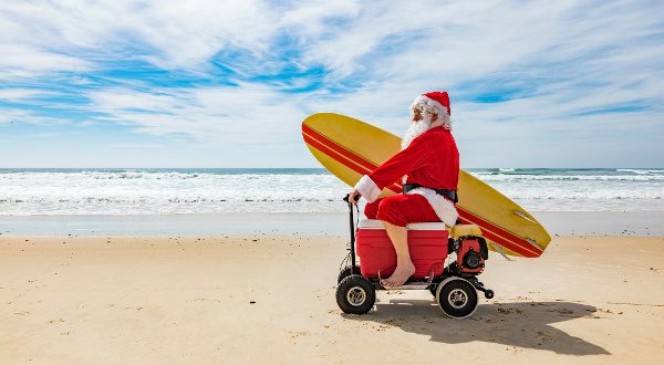 Santa at the beach
