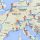 Carte de l'Europe avec itinéraires tracés