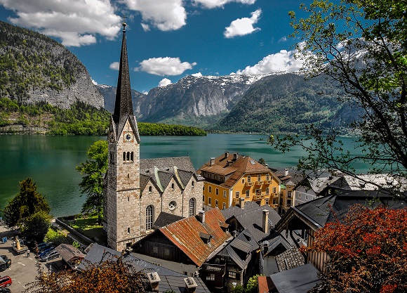 Postcard view of Hallstatt, Austria