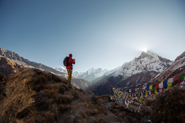 La Montagne sacrée Machapuchare du camp de base de l'Annapurna